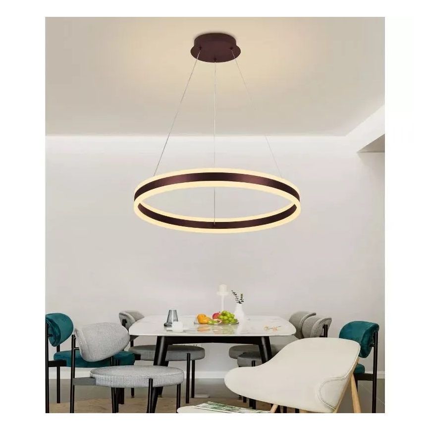 LED ljusreglerad ljuskrona på textilsladd LED/85W/230V 3000-6500K diameter 60 cm + fjärrkontroll
