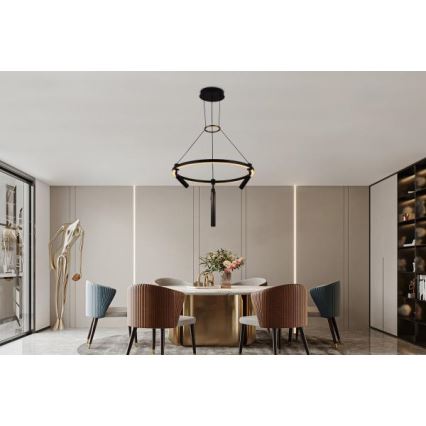 LED ljusreglerad ljuskrona på textilsladd LED/85W/230V 3000-6500K + fjärrkontroll