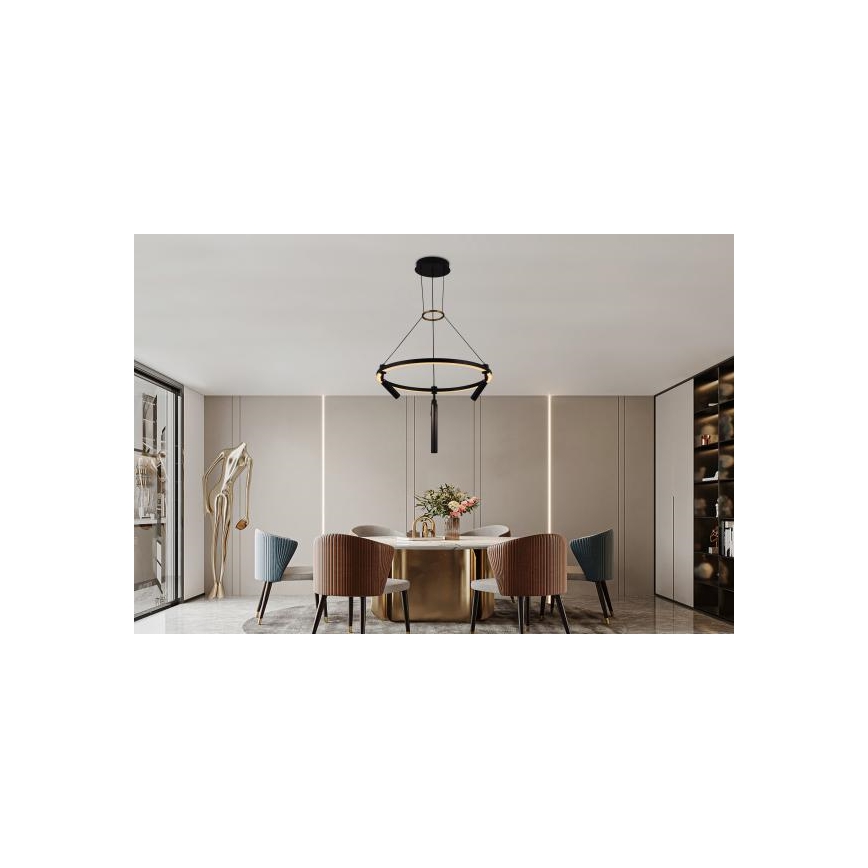 LED ljusreglerad ljuskrona på textilsladd LED/85W/230V 3000-6500K + fjärrkontroll