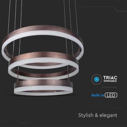 LED ljusreglerad ljuskrona på textilsladd LED/86W/230V 3000K brun