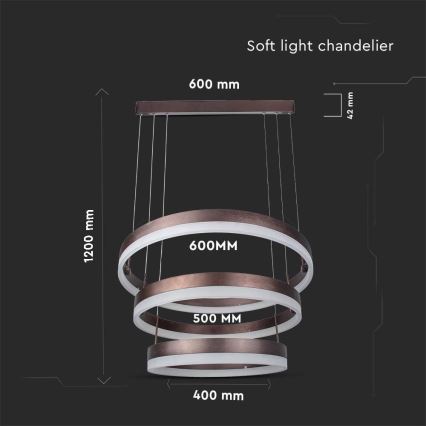 LED ljusreglerad ljuskrona på textilsladd LED/86W/230V 3000K brun