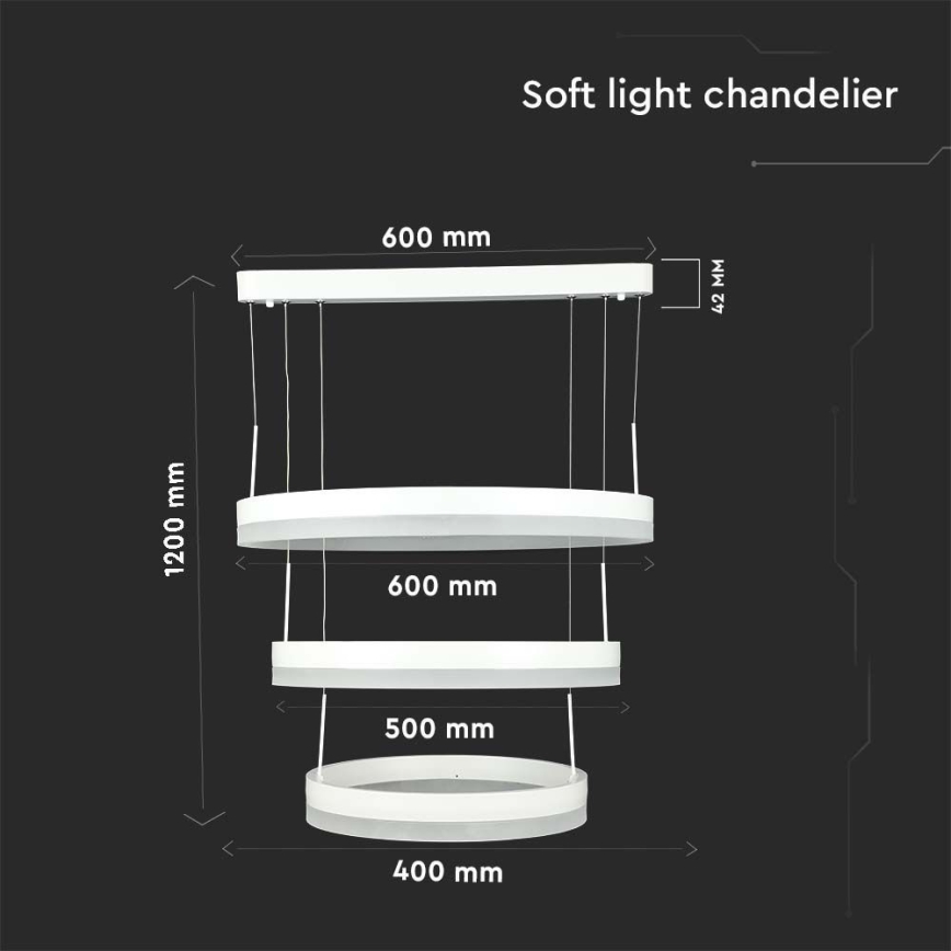 LED ljusreglerad ljuskrona på textilsladd LED/86W/230V 3000K vit