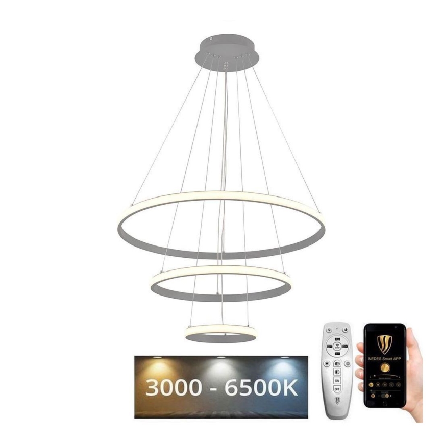 LED ljusreglerad ljuskrona på textilsladd LED/90W/230V 3000-6500K diameter 60 cm + fjärrkontroll