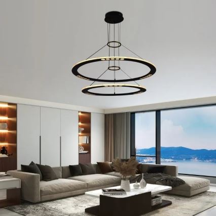LED ljusreglerad ljuskrona på textilsladd LED/90W/230V 3000-6500K + fjärrkontroll