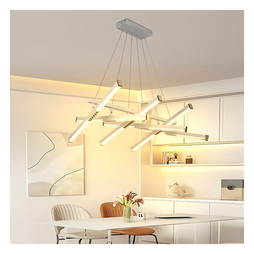 LED ljusreglerad ljuskrona på textilsladd LED/90W/230V 3000-6500K + fjärrkontroll