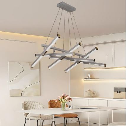 LED ljusreglerad ljuskrona på textilsladd LED/90W/230V 3000-6500K + fjärrkontroll