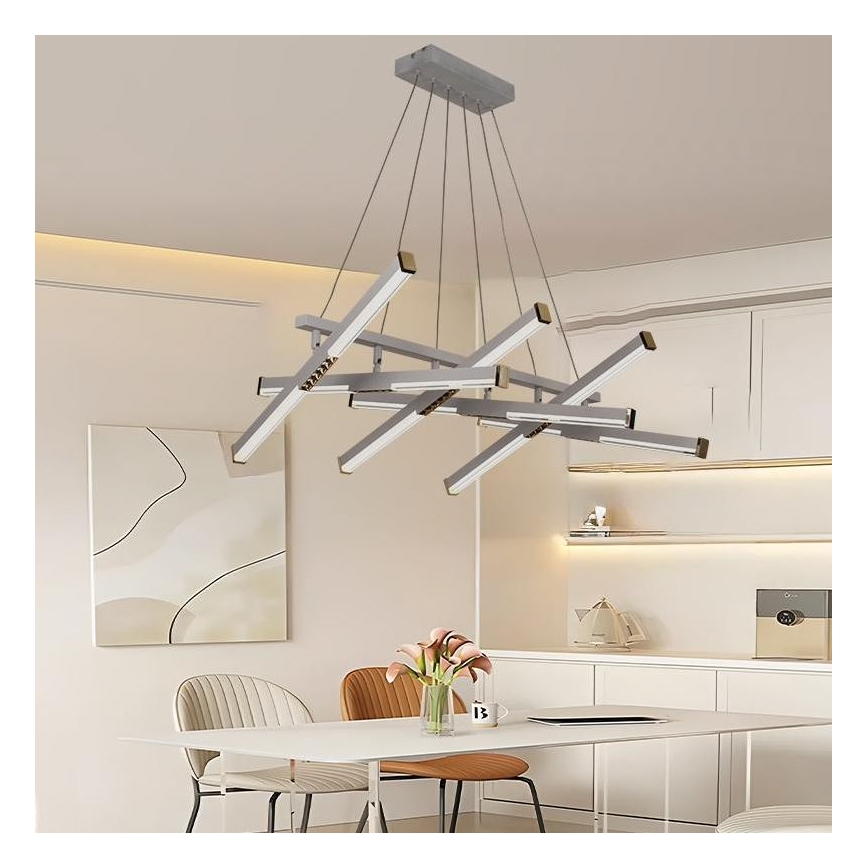 LED ljusreglerad ljuskrona på textilsladd LED/90W/230V 3000-6500K + fjärrkontroll