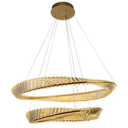 LED Ljusreglerad kristall ljuskrona på snöre LED/90W/230V 3000-6500K guld/krom + fjärrkontroll