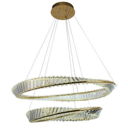 LED Ljusreglerad kristall ljuskrona på snöre LED/90W/230V 3000-6500K guld/krom + fjärrkontroll