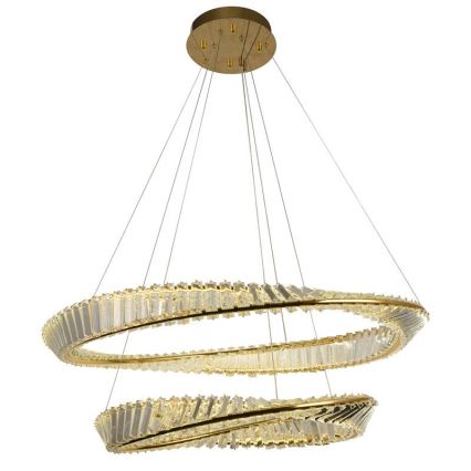 LED Ljusreglerad kristall ljuskrona på snöre LED/90W/230V 3000-6500K guld/krom + fjärrkontroll