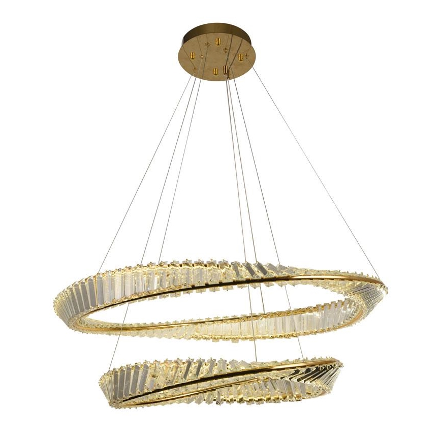LED Ljusreglerad kristall ljuskrona på snöre LED/90W/230V 3000-6500K guld/krom + fjärrkontroll
