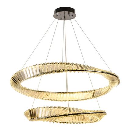 LED Dimbar kristallkronkrona på snöre LED/90W/230V 3000-6500K skinande krom + fjärrkontroll