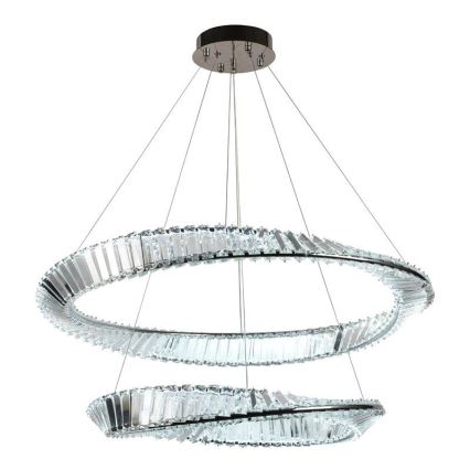 LED Dimbar kristallkronkrona på snöre LED/90W/230V 3000-6500K skinande krom + fjärrkontroll