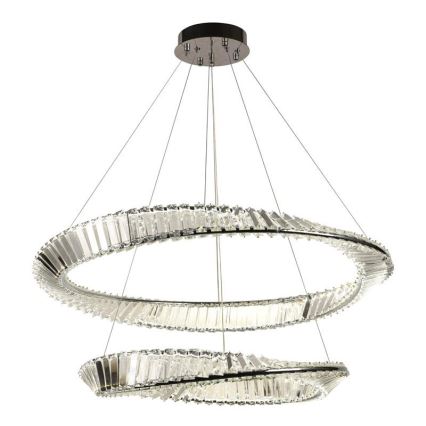 LED Dimbar kristallkronkrona på snöre LED/90W/230V 3000-6500K skinande krom + fjärrkontroll