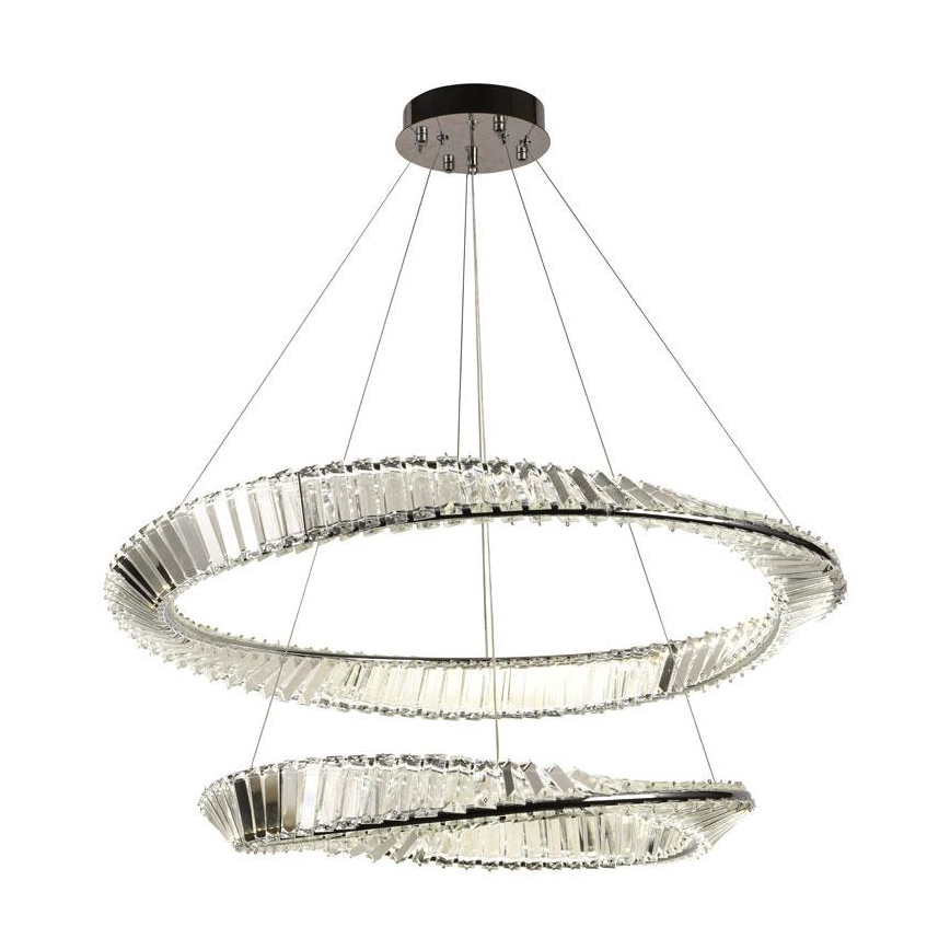 LED Dimbar kristallkronkrona på snöre LED/90W/230V 3000-6500K skinande krom + fjärrkontroll