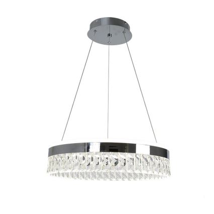 LED Dimbar kristallkronkrona på snöre LED/90W/230V 3000-6500K skinande krom + fjärrkontroll