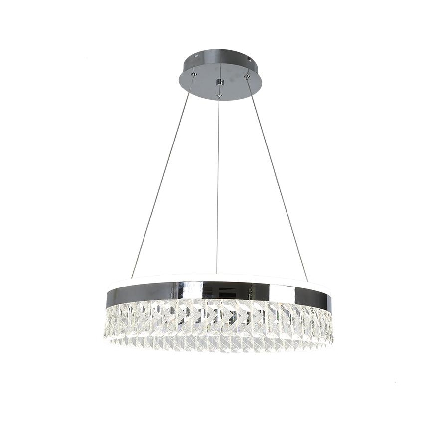 LED Dimbar kristallkronkrona på snöre LED/90W/230V 3000-6500K skinande krom + fjärrkontroll