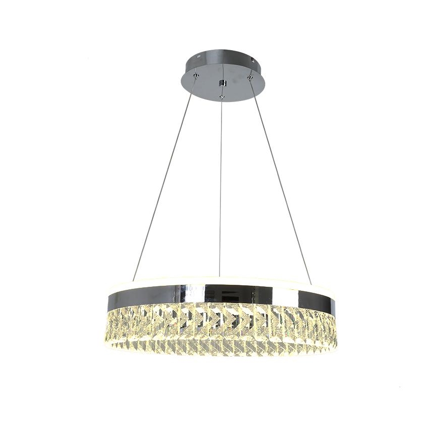 LED Dimbar kristallkronkrona på snöre LED/90W/230V 3000-6500K skinande krom + fjärrkontroll