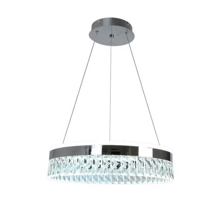 LED Dimbar kristallkronkrona på snöre LED/90W/230V 3000-6500K skinande krom + fjärrkontroll