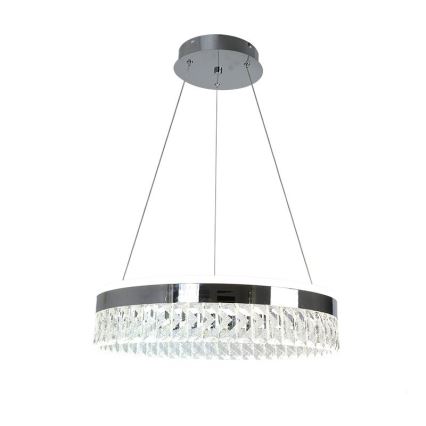 LED Dimbar kristallkronkrona på snöre LED/90W/230V 3000-6500K skinande krom + fjärrkontroll