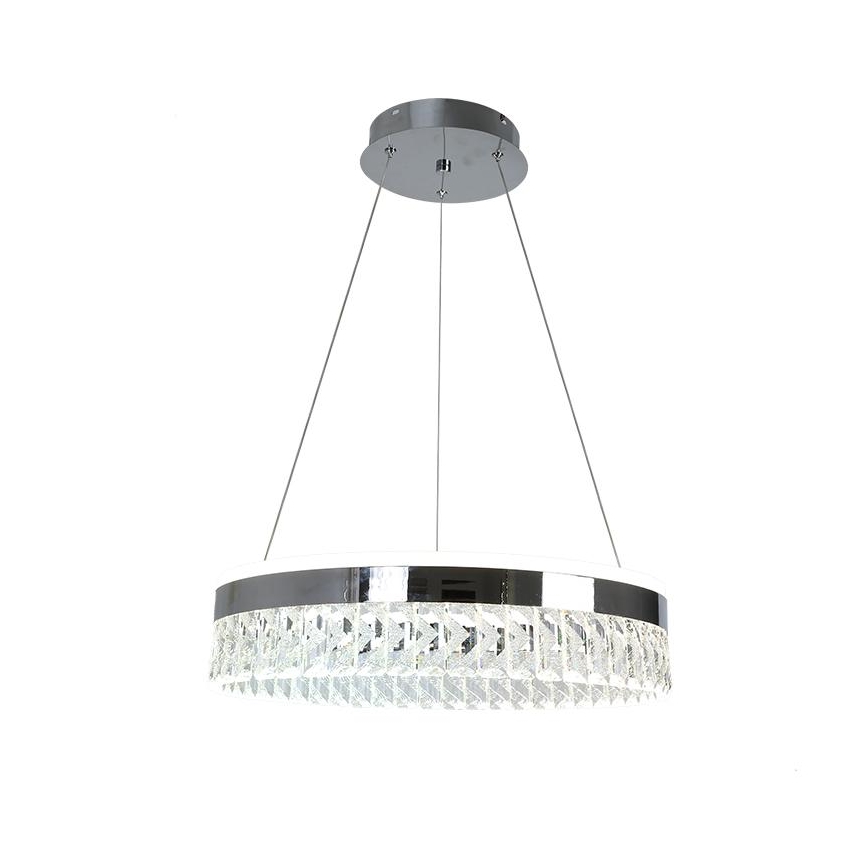 LED Dimbar kristallkronkrona på snöre LED/90W/230V 3000-6500K skinande krom + fjärrkontroll