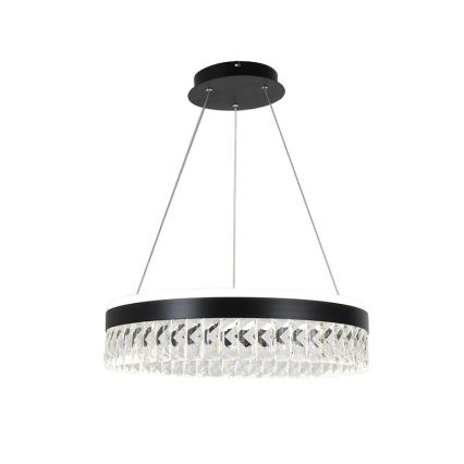 LED Ljusreglerad kristall ljuskrona på snöre LED/90W/230V 3000-6500K svart + fjärrkontroll