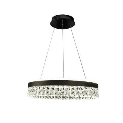 LED Ljusreglerad kristall ljuskrona på snöre LED/90W/230V 3000-6500K svart + fjärrkontroll