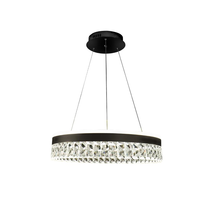 LED Ljusreglerad kristall ljuskrona på snöre LED/90W/230V 3000-6500K svart + fjärrkontroll