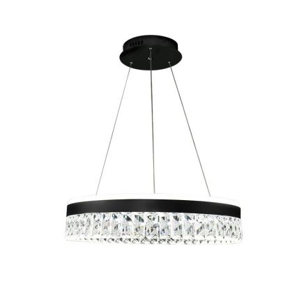 LED Ljusreglerad kristall ljuskrona på snöre LED/90W/230V 3000-6500K svart + fjärrkontroll