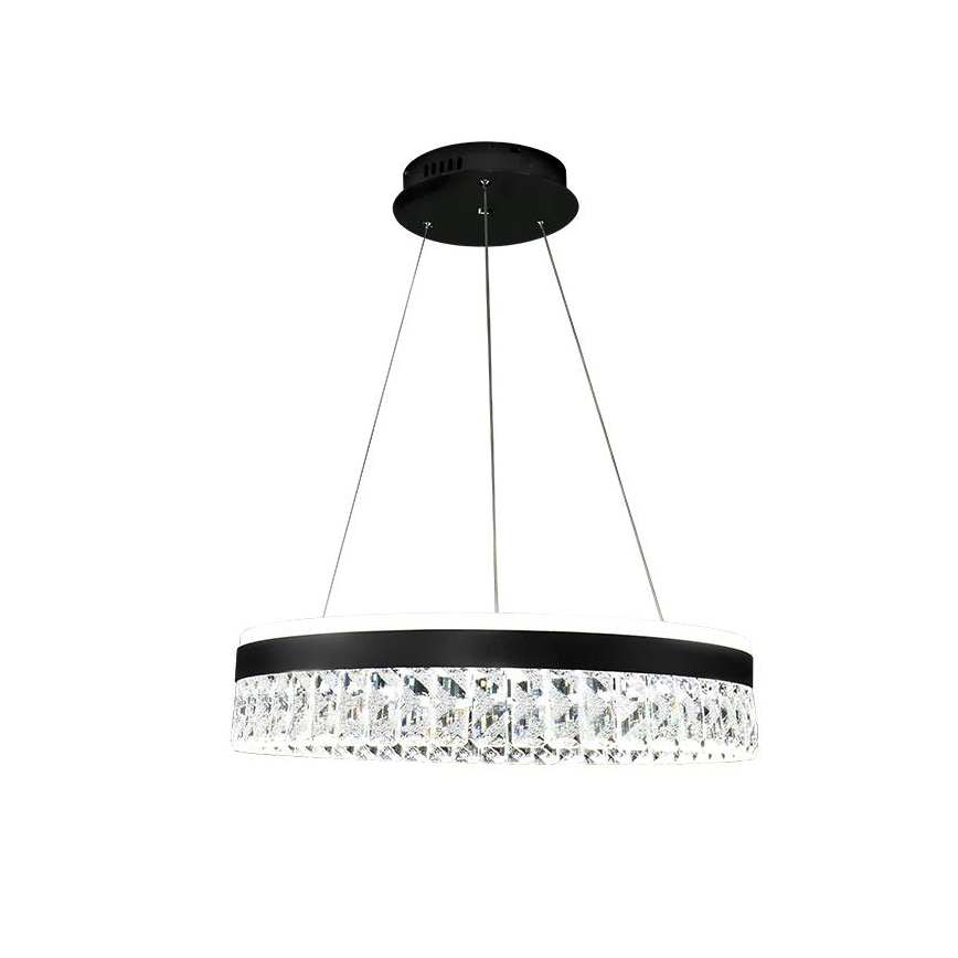 LED Ljusreglerad kristall ljuskrona på snöre LED/90W/230V 3000-6500K svart + fjärrkontroll