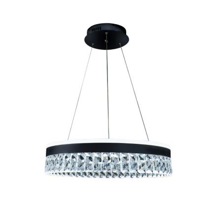 LED Ljusreglerad kristall ljuskrona på snöre LED/90W/230V 3000-6500K svart + fjärrkontroll