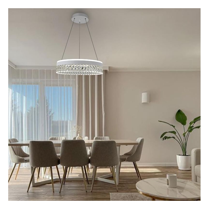 LED Ljusreglerad kristall ljuskrona på snöre LED/90W/230V 3000-6500K vit + fjärrkontroll