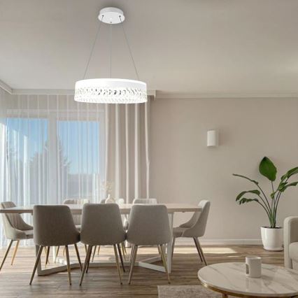 LED Ljusreglerad kristall ljuskrona på snöre LED/90W/230V 3000-6500K vit + fjärrkontroll