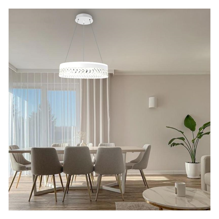 LED Ljusreglerad kristall ljuskrona på snöre LED/90W/230V 3000-6500K vit + fjärrkontroll