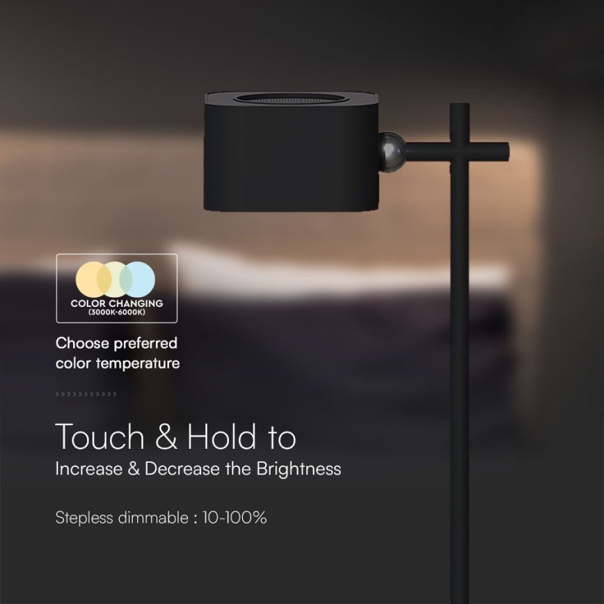 LED Ljusreglerad magnetic rechargeable bordslampa 04.01.2001 LED/3W/5V 3000-6000K 1800 mAh svart