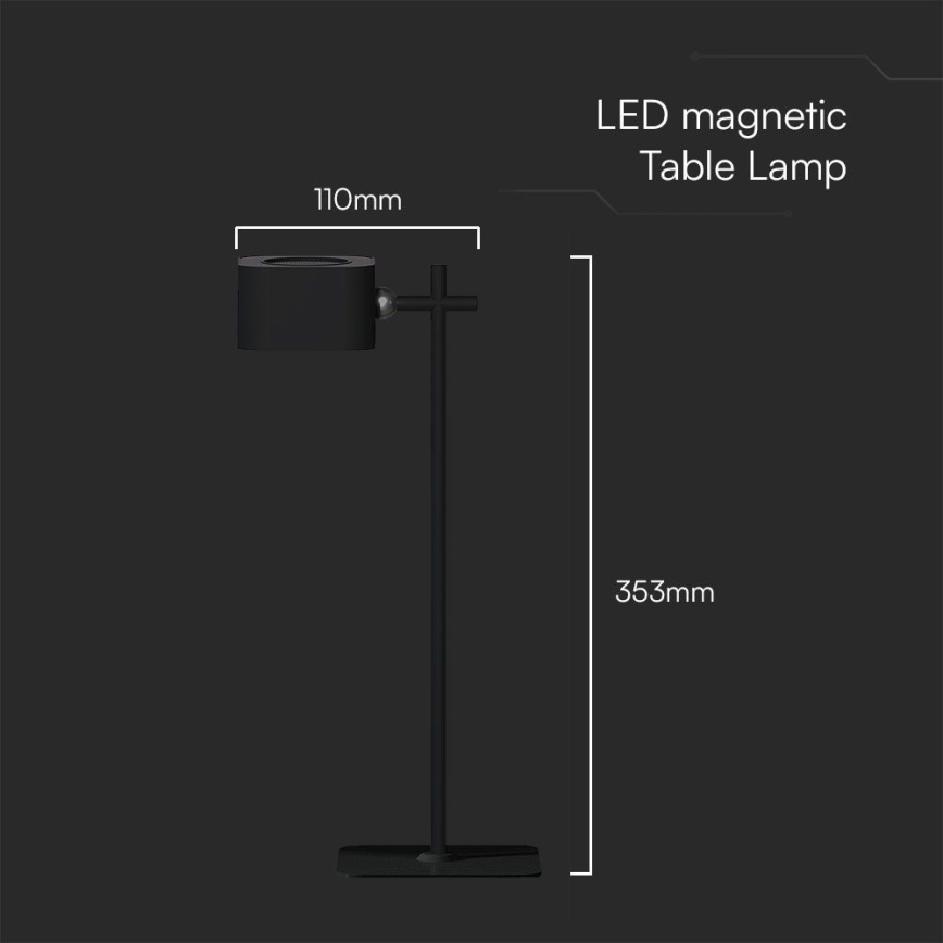 LED Ljusreglerad magnetic rechargeable bordslampa 04.01.2001 LED/3W/5V 3000-6000K 1800 mAh svart