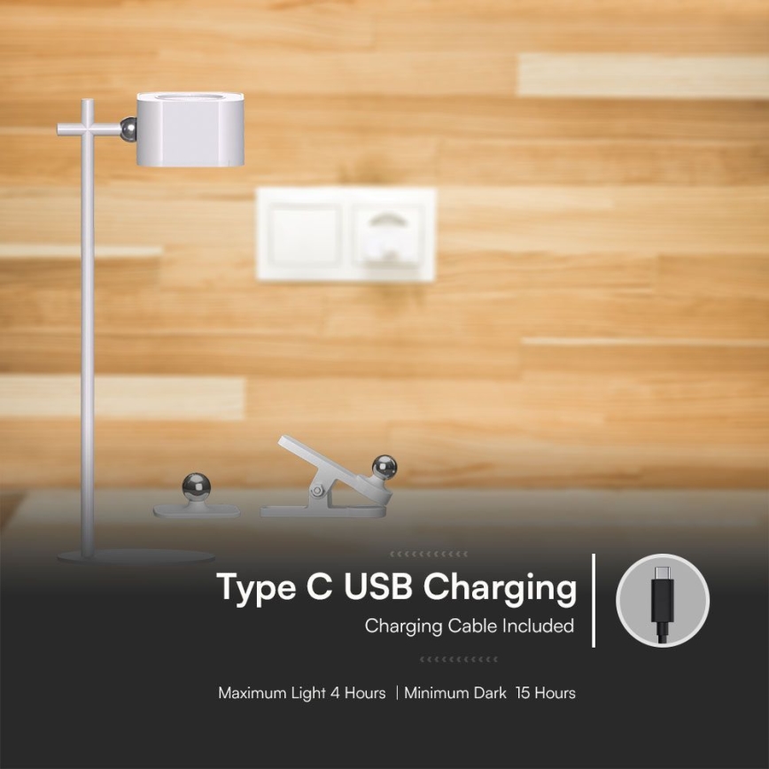 LED Ljusreglerad magnetic rechargeable bordslampa 04.01.2001 LED/3W/5V 3000-6000K 1800 mAh vit