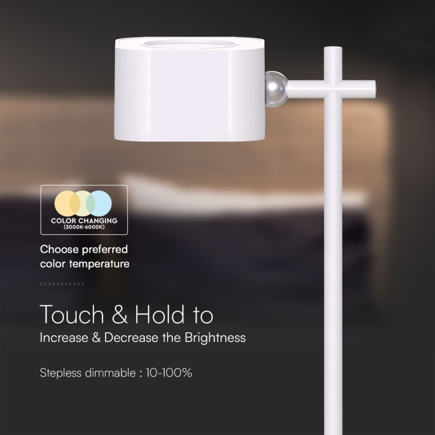 LED Ljusreglerad magnetic rechargeable bordslampa 04.01.2001 LED/3W/5V 3000-6000K 1800 mAh vit