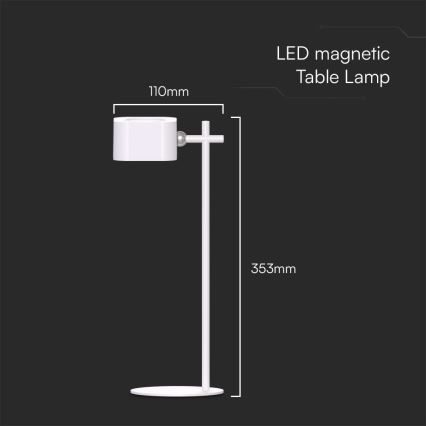LED Ljusreglerad magnetic rechargeable bordslampa 04.01.2001 LED/3W/5V 3000-6000K 1800 mAh vit