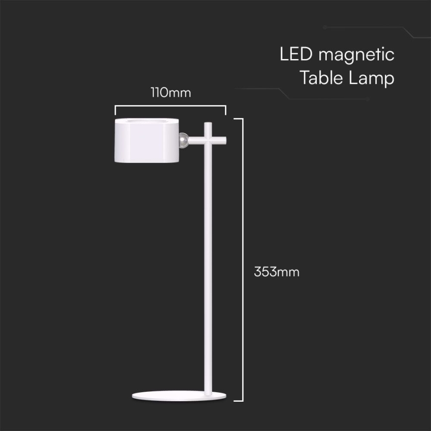 LED Ljusreglerad magnetic rechargeable bordslampa 04.01.2001 LED/3W/5V 3000-6000K 1800 mAh vit