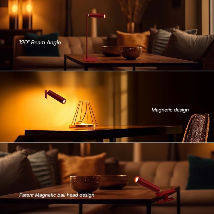 LED Ljusreglerad magnetic rechargeable bordslampa 03.01.2001 LED/3W/5V 4000K 1500 mAh röd