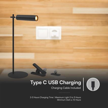 LED Ljusreglerad magnetic rechargeable bordslampa 03.01.2001 LED/3W/5V 4000K 1500 mAh svart