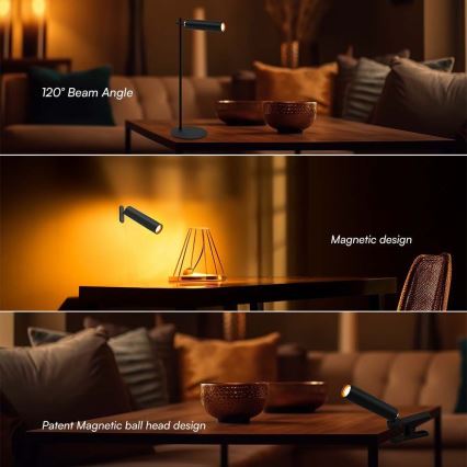 LED Ljusreglerad magnetic rechargeable bordslampa 03.01.2001 LED/3W/5V 4000K 1500 mAh svart