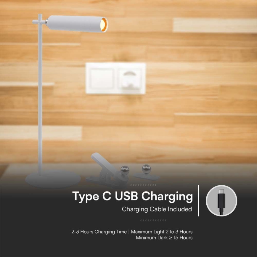 LED Ljusreglerad magnetic rechargeable bordslampa 03.01.2001 LED/3W/5V 4000K 1500 mAh vit