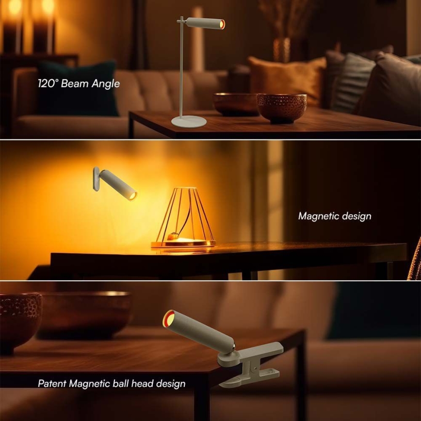 LED Ljusreglerad magnetic rechargeable bordslampa 03.01.2001 LED/3W/5V 4000K 1500 mAh vit