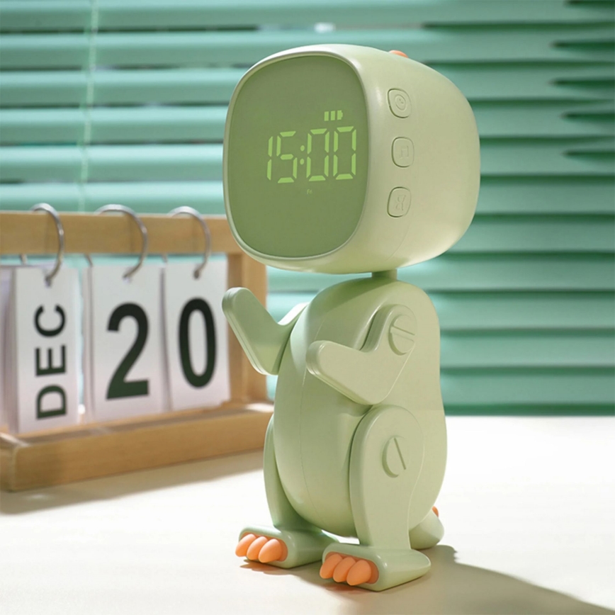 LED RGBW Ljusreglerad barns natt små lampor med väckarklocka ROBOT LED/1W/5V 1200 mAh