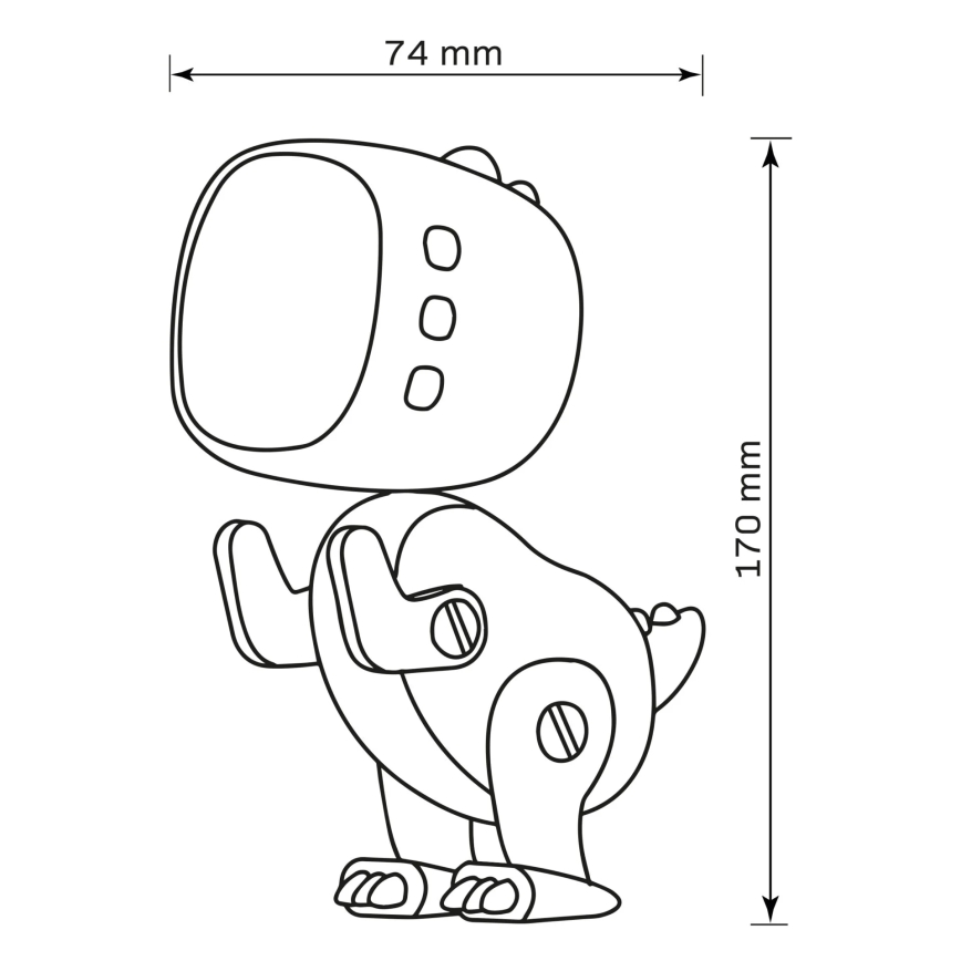 LED RGBW Ljusreglerad barns natt små lampor med väckarklocka ROBOT LED/1W/5V 1200 mAh