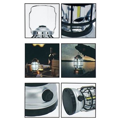 LED Ljusreglerad portable camping lampa 3xLED/3W/3xAA IPX4 guld