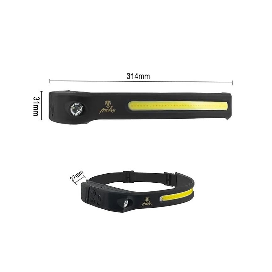 LED Ljusreglerad rechargeable headlamp med sensor LED/8W/5V IP44 570 lm 2000 mAh
