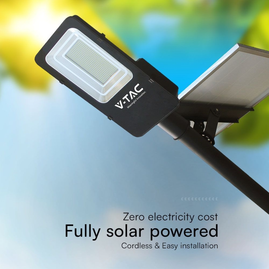 LED Ljusreglerad hybrid solcell gata lampa LED/50W/230V 6500K IP65 50000 mAh + fjärrkontroll